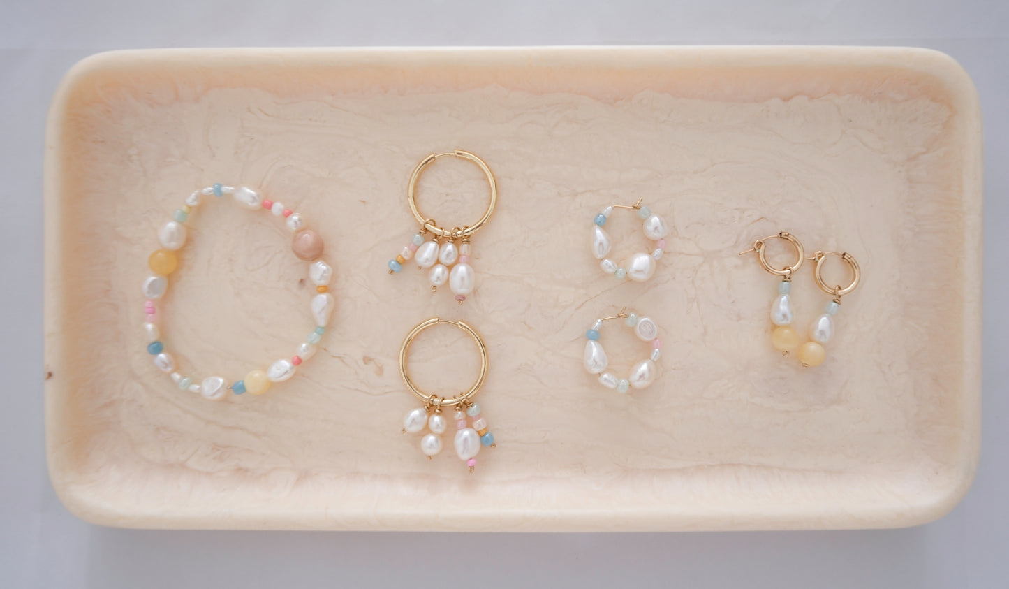 Pastel Pearl Hoop Earrings